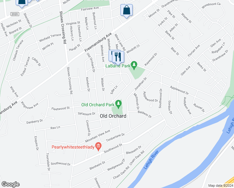map of restaurants, bars, coffee shops, grocery stores, and more near 60 Wilden Drive in Easton