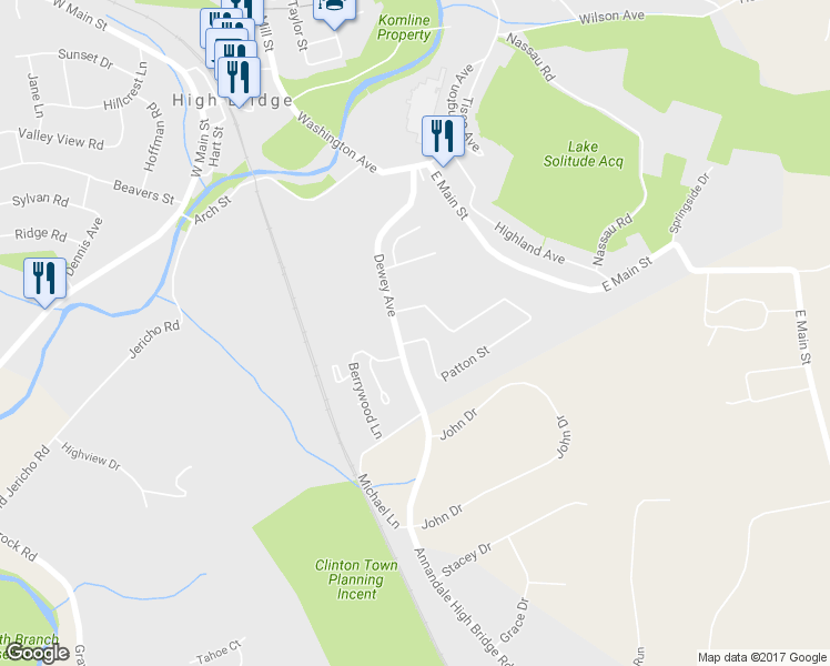 map of restaurants, bars, coffee shops, grocery stores, and more near 2 Patton Street in High Bridge