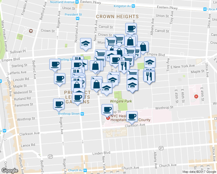 map of restaurants, bars, coffee shops, grocery stores, and more near 568 Brooklyn Avenue in Brooklyn