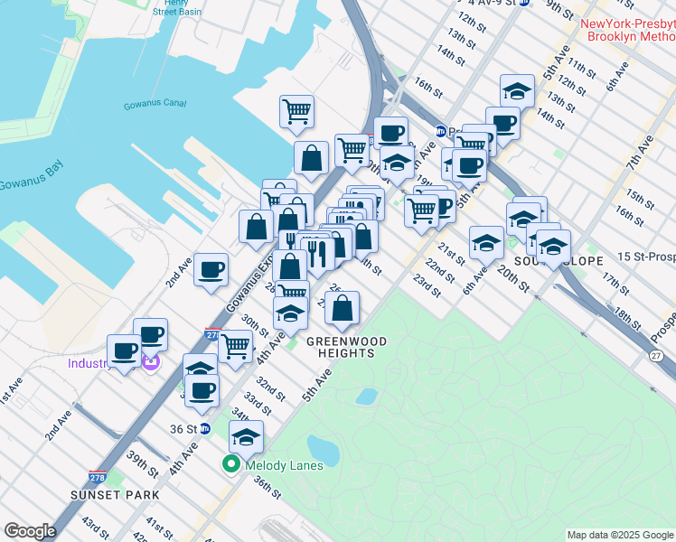 map of restaurants, bars, coffee shops, grocery stores, and more near in Brooklyn