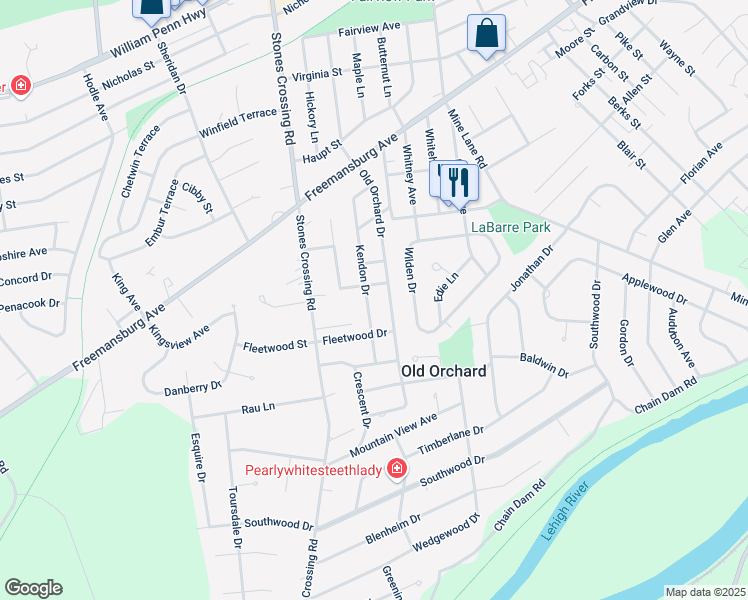 map of restaurants, bars, coffee shops, grocery stores, and more near 101 Kendon Drive in Easton