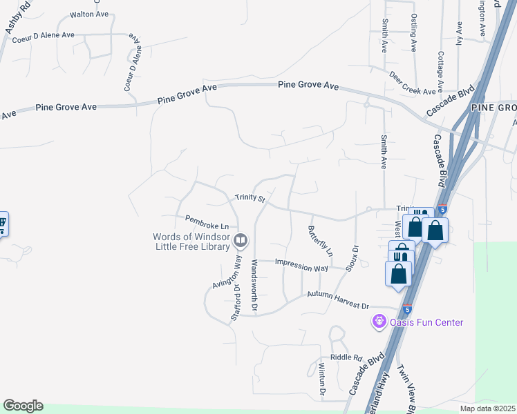 map of restaurants, bars, coffee shops, grocery stores, and more near 3018 Wandsworth Drive in Shasta Lake