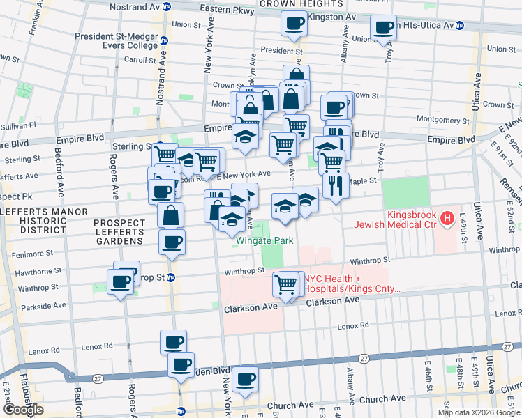 map of restaurants, bars, coffee shops, grocery stores, and more near 504 Midwood Street in Brooklyn