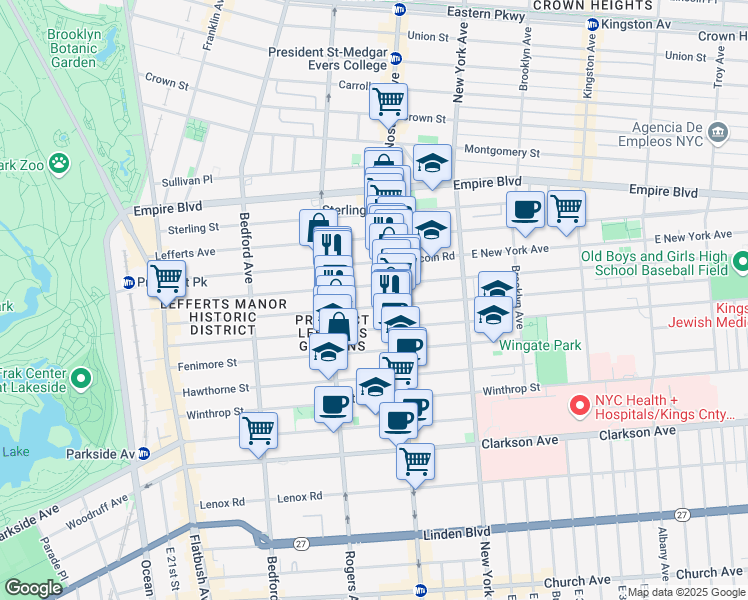 map of restaurants, bars, coffee shops, grocery stores, and more near 278 Maple Street in Brooklyn