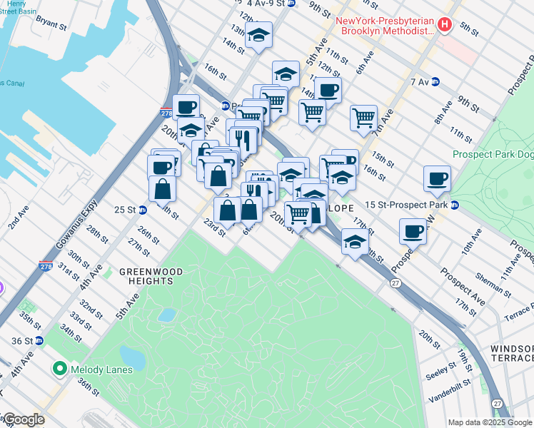 map of restaurants, bars, coffee shops, grocery stores, and more near in Brooklyn