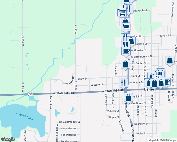 map of restaurants, bars, coffee shops, grocery stores, and more near 445 Westwind Court in Berne