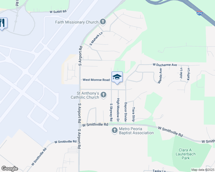 map of restaurants, bars, coffee shops, grocery stores, and more near 5211 West Cisna Road in Peoria