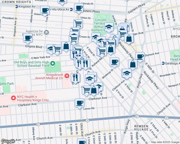 map of restaurants, bars, coffee shops, grocery stores, and more near in Brooklyn