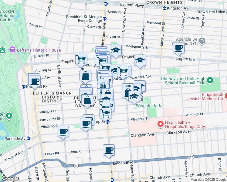 map of restaurants, bars, coffee shops, grocery stores, and more near in Brooklyn