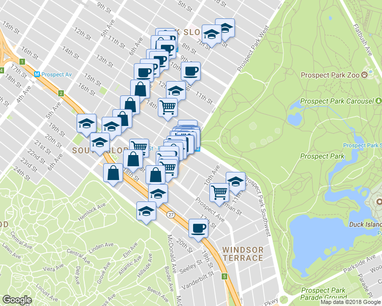 map of restaurants, bars, coffee shops, grocery stores, and more near in Brooklyn
