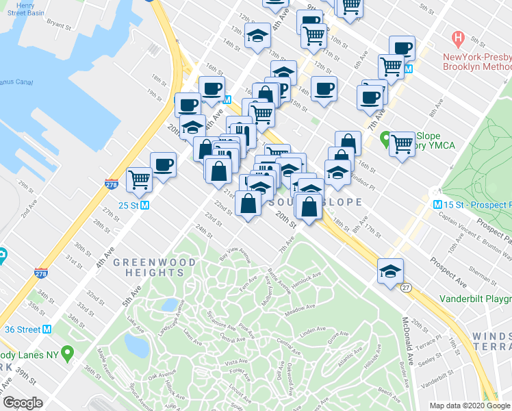 map of restaurants, bars, coffee shops, grocery stores, and more near in Brooklyn