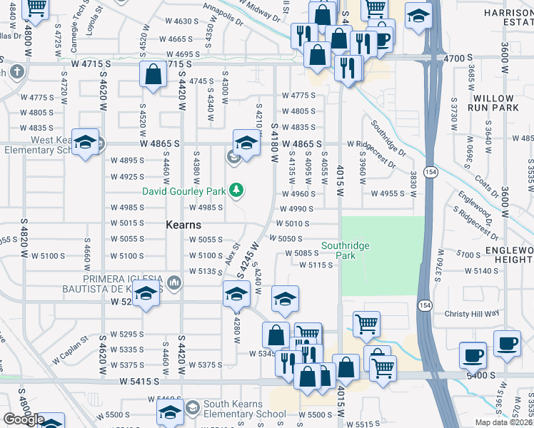 map of restaurants, bars, coffee shops, grocery stores, and more near 4996 South 4180 West in Kearns