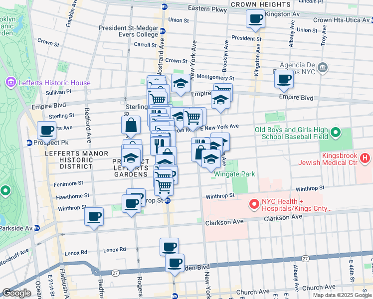 map of restaurants, bars, coffee shops, grocery stores, and more near 369 Midwood Street in Brooklyn