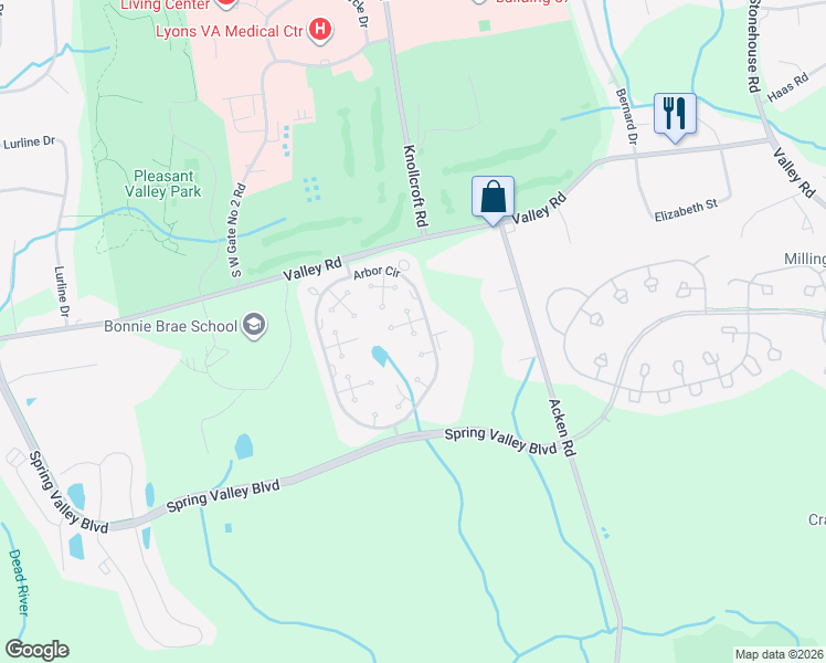 map of restaurants, bars, coffee shops, grocery stores, and more near 95 Sycamore Court in Basking Ridge