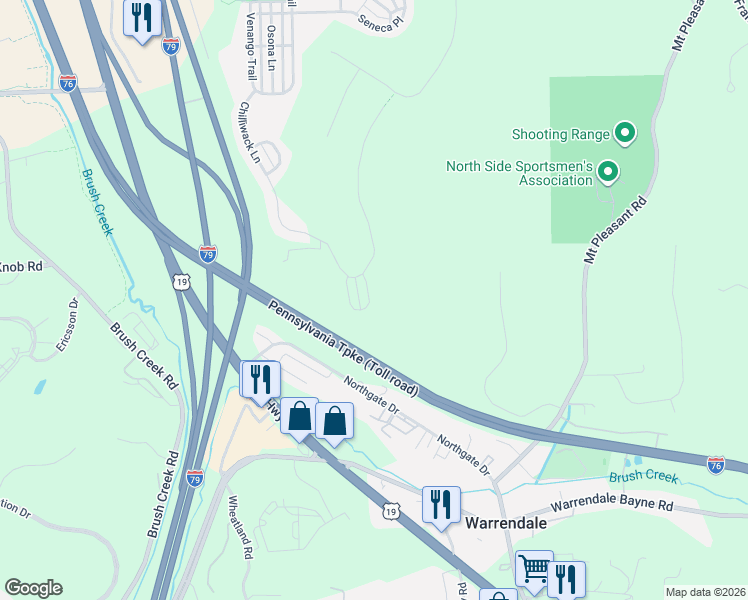 map of restaurants, bars, coffee shops, grocery stores, and more near 809 Oneida Circle in Mars