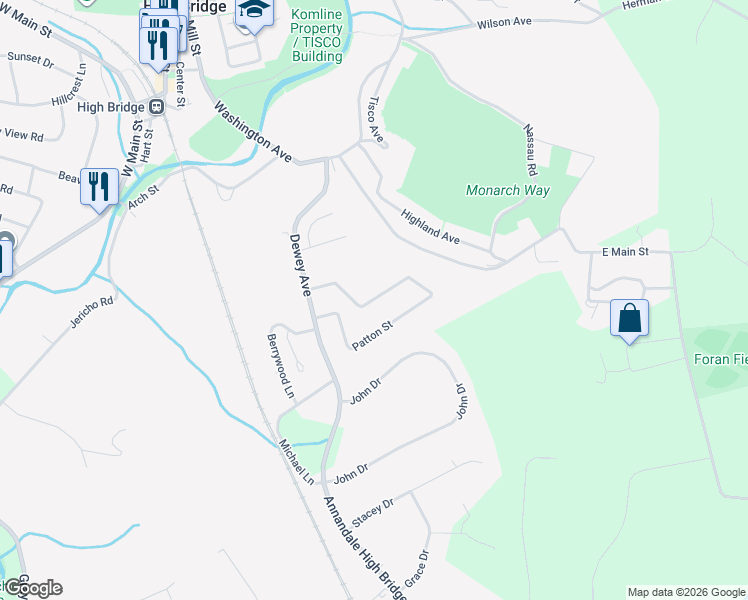 map of restaurants, bars, coffee shops, grocery stores, and more near Mac Arthur Street in High Bridge