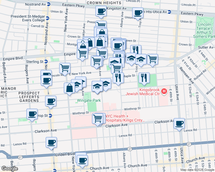 map of restaurants, bars, coffee shops, grocery stores, and more near 570 Midwood Street in Brooklyn