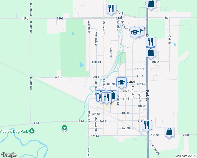 map of restaurants, bars, coffee shops, grocery stores, and more near 881 Mohawk Street in Syracuse