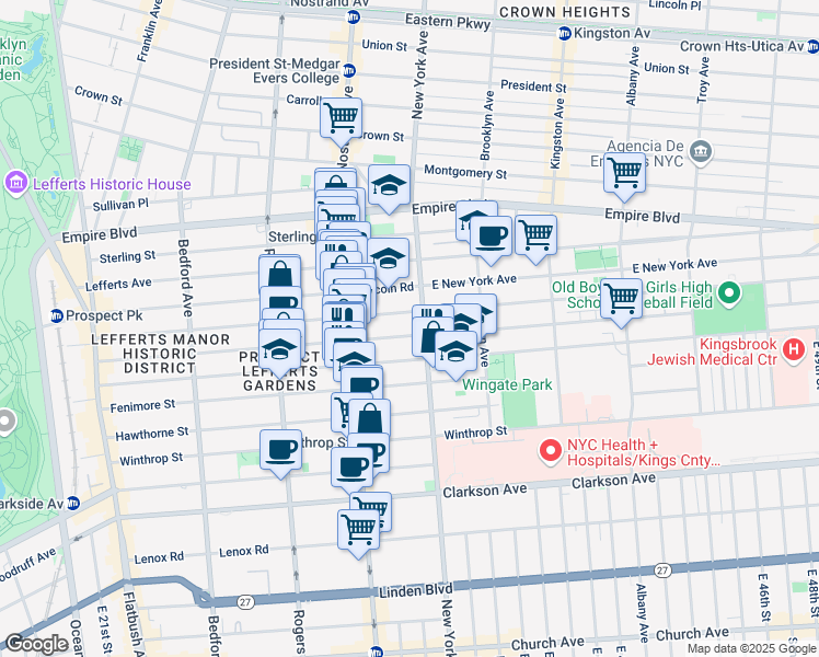 map of restaurants, bars, coffee shops, grocery stores, and more near 369 Midwood Street in Brooklyn