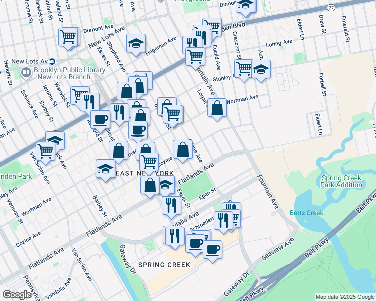 map of restaurants, bars, coffee shops, grocery stores, and more near 777 Berriman Street in Brooklyn