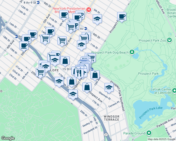 map of restaurants, bars, coffee shops, grocery stores, and more near in Brooklyn