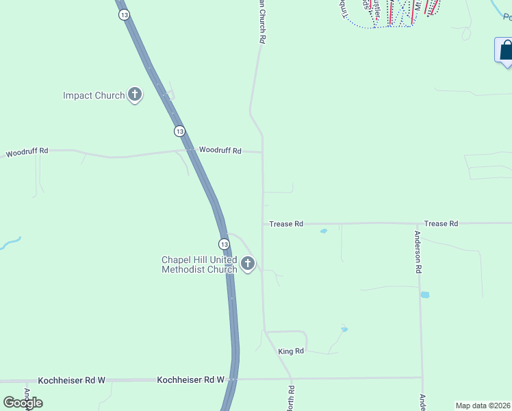 map of restaurants, bars, coffee shops, grocery stores, and more near 3540 German Church Road in Mansfield