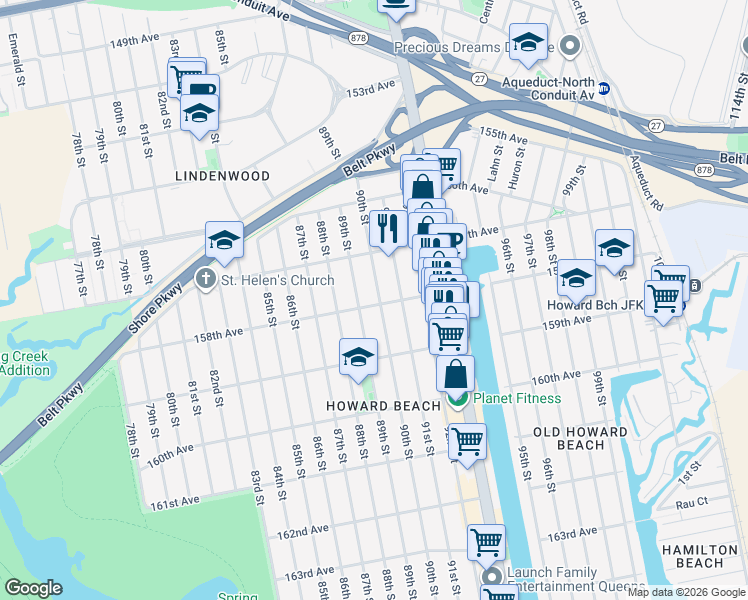 map of restaurants, bars, coffee shops, grocery stores, and more near in Queens