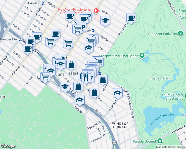 map of restaurants, bars, coffee shops, grocery stores, and more near in Brooklyn