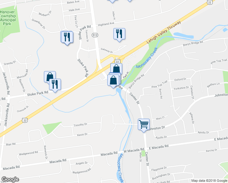 map of restaurants, bars, coffee shops, grocery stores, and more near 3303 Bath Pike in Bethlehem