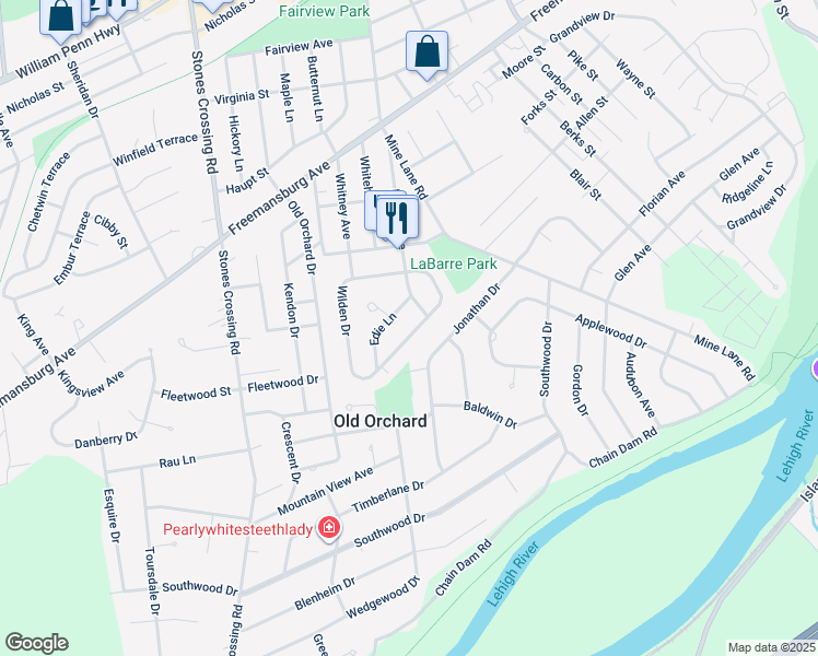 map of restaurants, bars, coffee shops, grocery stores, and more near 68 Wilden Drive in Easton