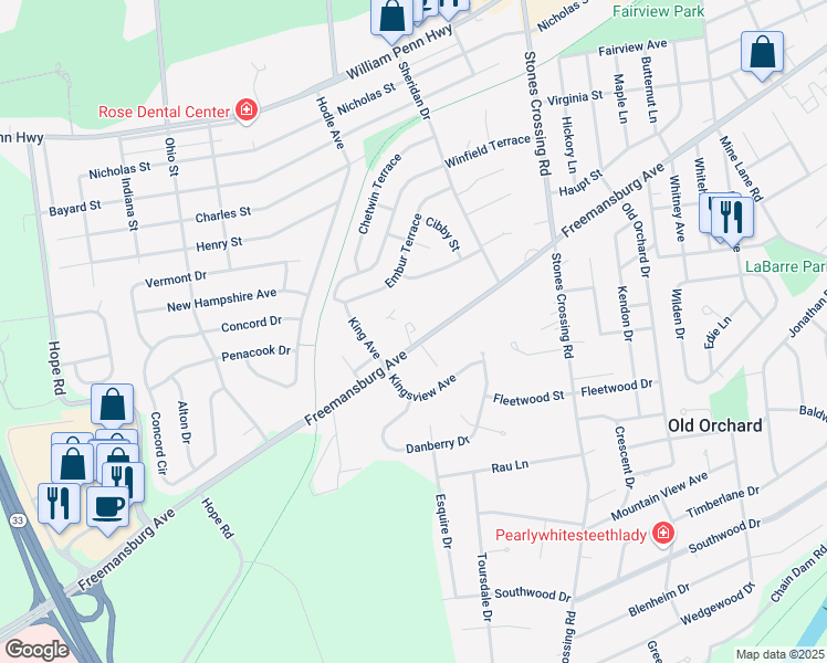 map of restaurants, bars, coffee shops, grocery stores, and more near 4045 Freemansburg Avenue in Easton