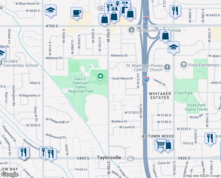 map of restaurants, bars, coffee shops, grocery stores, and more near 4986 2665 West in Salt Lake City