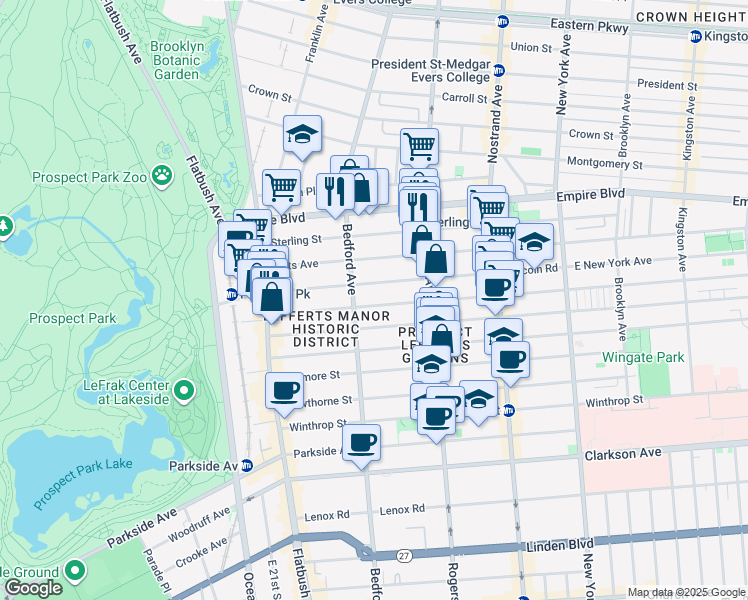 map of restaurants, bars, coffee shops, grocery stores, and more near 143 Maple Street in Brooklyn