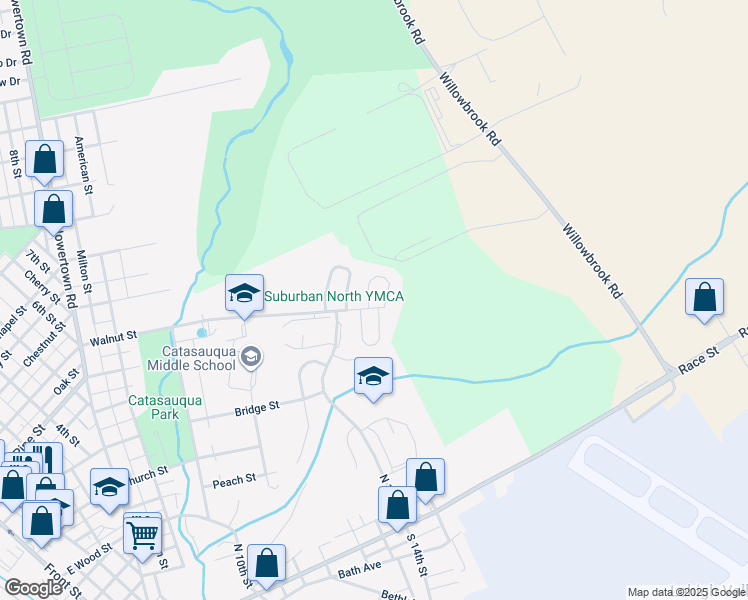 map of restaurants, bars, coffee shops, grocery stores, and more near 2 Stonewood Place in Catasauqua