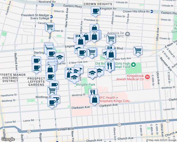 map of restaurants, bars, coffee shops, grocery stores, and more near 504 Midwood Street in Brooklyn
