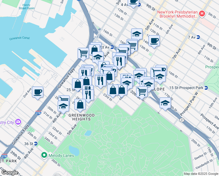 map of restaurants, bars, coffee shops, grocery stores, and more near in Brooklyn