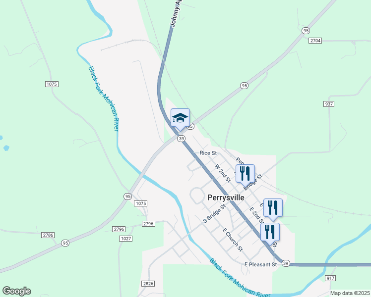 map of restaurants, bars, coffee shops, grocery stores, and more near 195 West 3rd Street in Perrysville