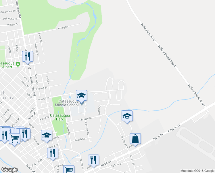 map of restaurants, bars, coffee shops, grocery stores, and more near 7 Covington Place in Catasauqua