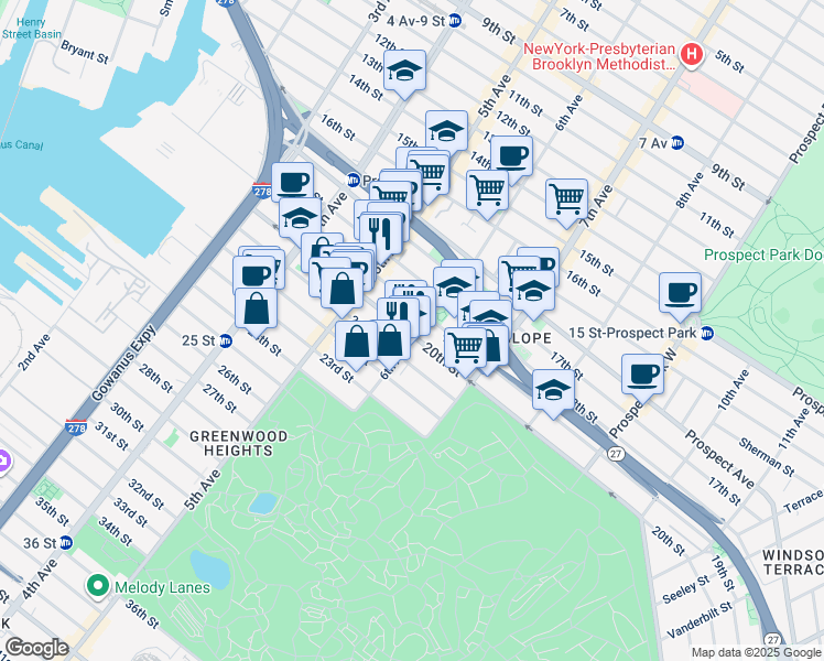 map of restaurants, bars, coffee shops, grocery stores, and more near in Brooklyn