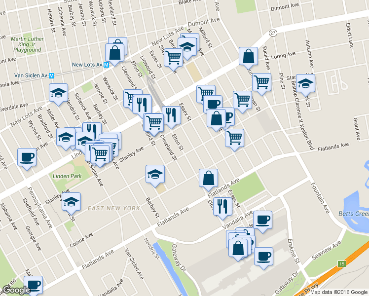 map of restaurants, bars, coffee shops, grocery stores, and more near 458 Wortman Avenue in Brooklyn