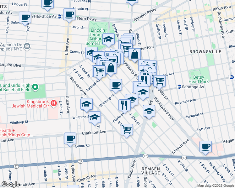 map of restaurants, bars, coffee shops, grocery stores, and more near in Brooklyn