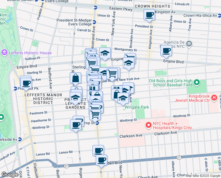 map of restaurants, bars, coffee shops, grocery stores, and more near 369 Midwood Street in Brooklyn