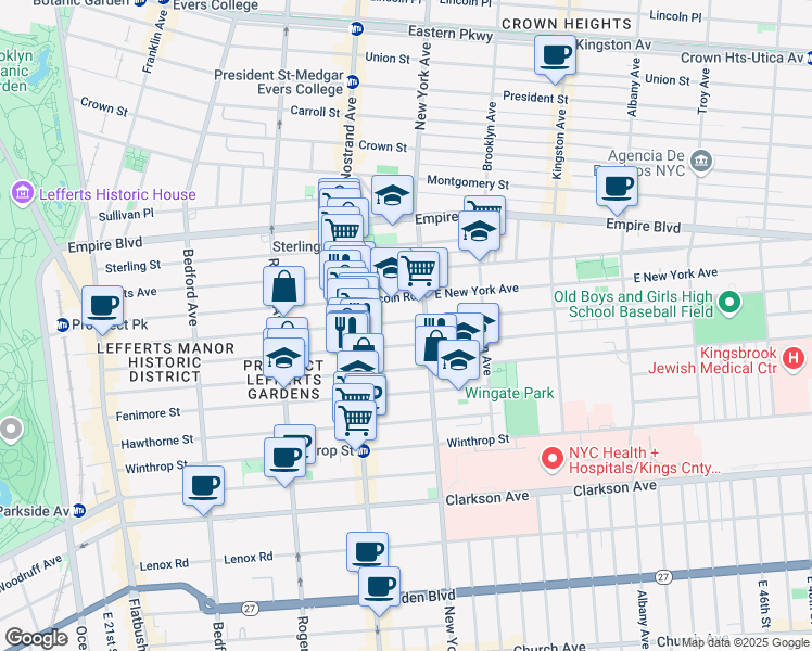 map of restaurants, bars, coffee shops, grocery stores, and more near 356 Maple Street in Brooklyn