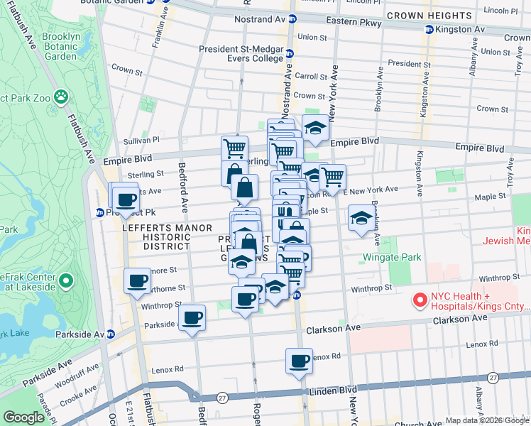 map of restaurants, bars, coffee shops, grocery stores, and more near 278 Maple Street in Brooklyn