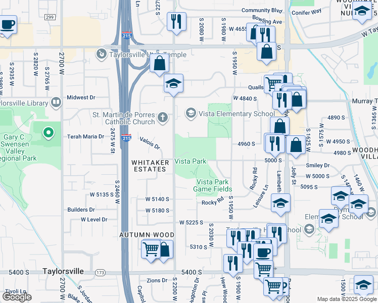 map of restaurants, bars, coffee shops, grocery stores, and more near 5059 South 2200 West in Salt Lake City