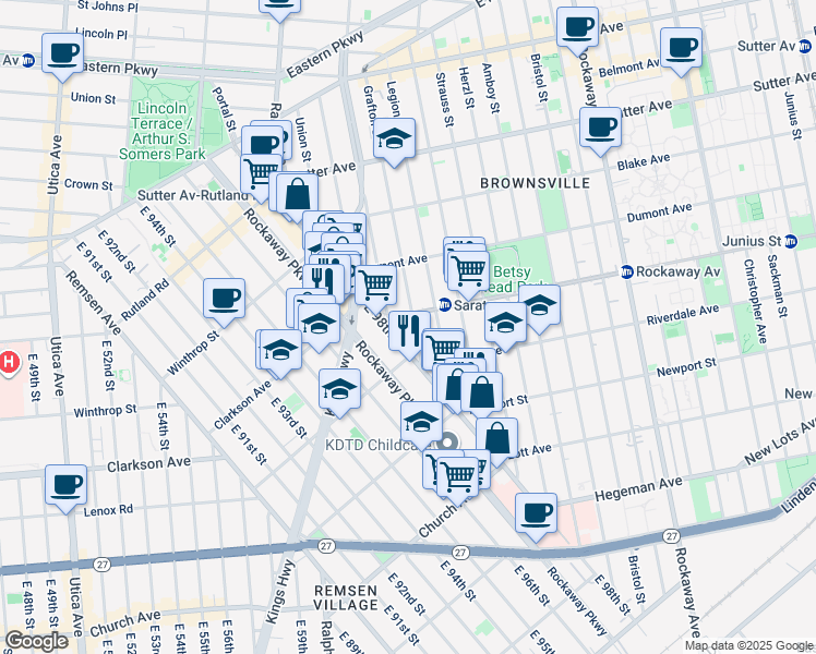 map of restaurants, bars, coffee shops, grocery stores, and more near 313 Grafton Street in Brooklyn