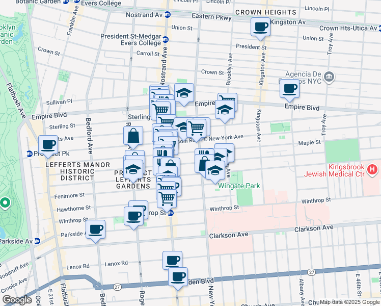 map of restaurants, bars, coffee shops, grocery stores, and more near 360 Maple Street in Brooklyn