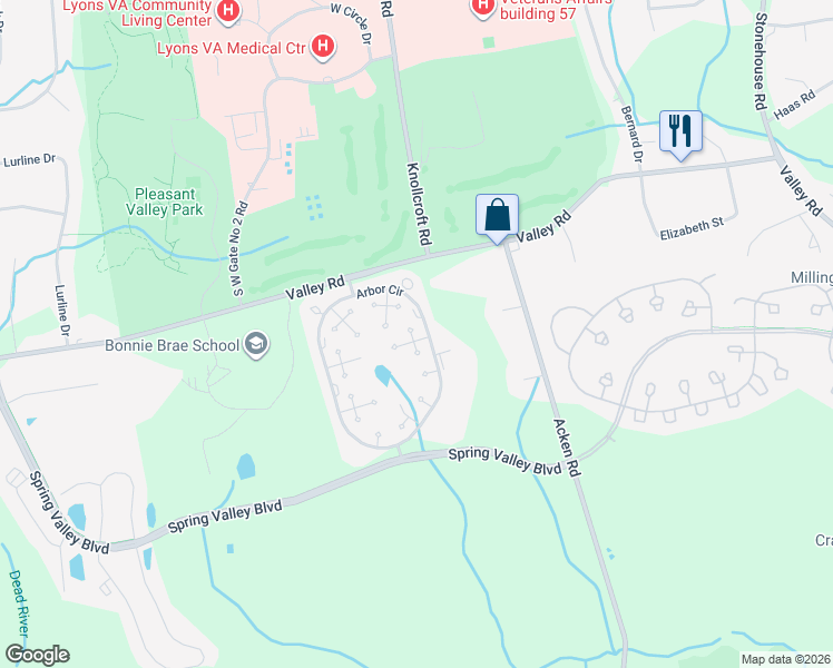 map of restaurants, bars, coffee shops, grocery stores, and more near 95 Sycamore Court in Basking Ridge