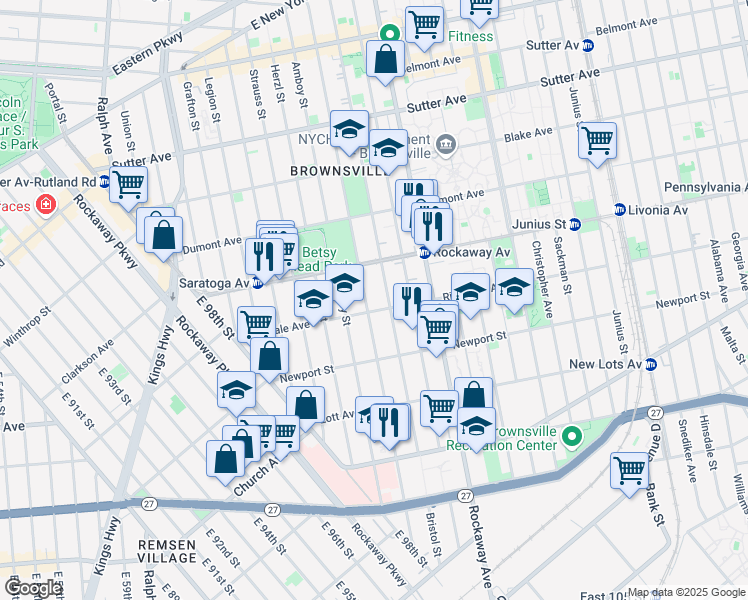 map of restaurants, bars, coffee shops, grocery stores, and more near 156 Riverdale Avenue in Brooklyn