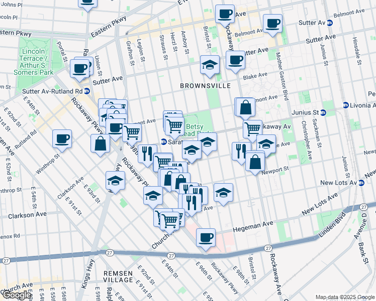 map of restaurants, bars, coffee shops, grocery stores, and more near 77 Riverdale Avenue in Brooklyn
